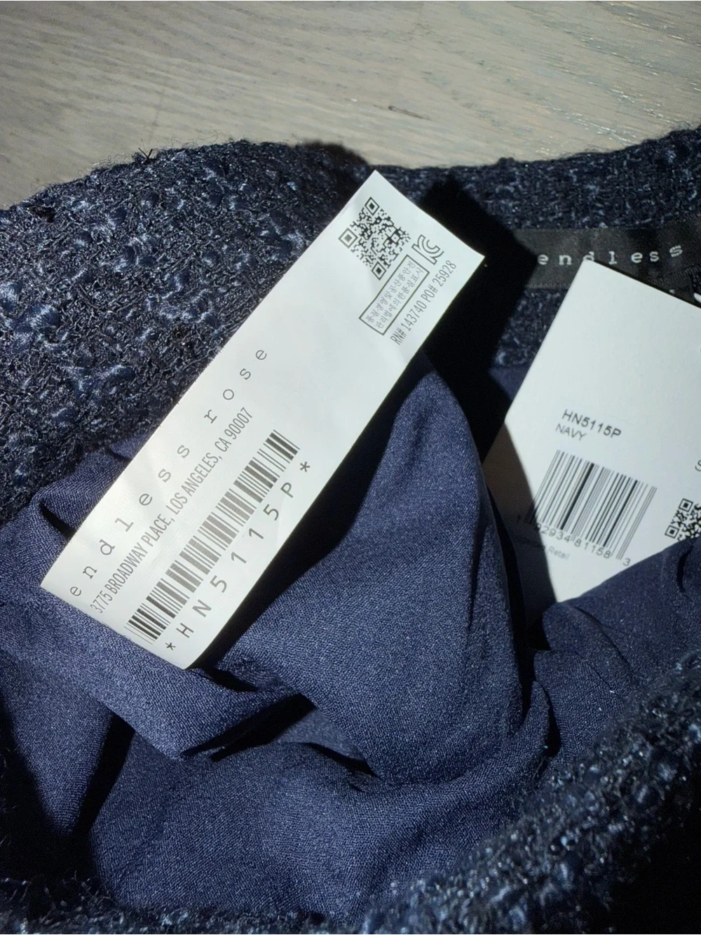 Endless Rose Navy Tweed High-Waisted Shorts – Size Medium – NWT